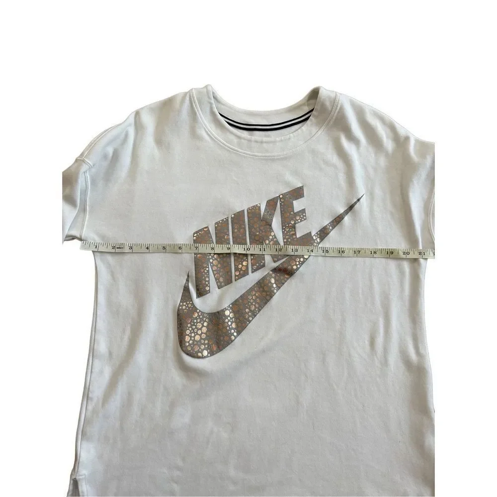 Nike Women's Rally‎ Metallic Fleece Crewneck Sweatshirt Ivory size M